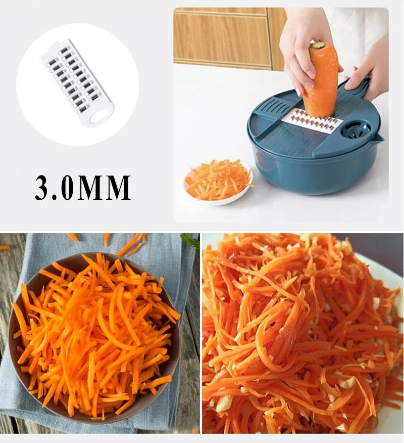 Multifunctional 9 in 1 Vegetable Chopper,, Kitchen Vegetable Slicer Cutter with Container,  Carrot and Garlic Chopper with Peel