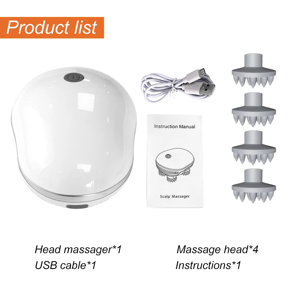 Scalp Massager with Red Light Therapy Vibrating & Kneading Silicone Design for Soothing Scalp and Relaxing Body-Health Care Tool