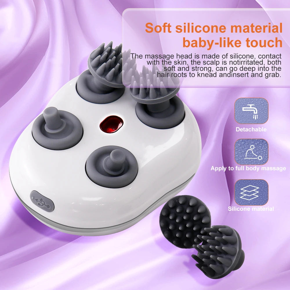 Scalp Massager with Red Light Therapy Vibrating & Kneading Silicone Design for Soothing Scalp and Relaxing Body-Health Care Tool