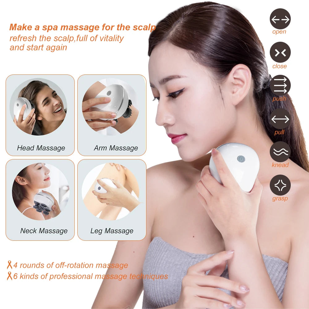 Scalp Massager with Red Light Therapy Vibrating & Kneading Silicone Design for Soothing Scalp and Relaxing Body-Health Care Tool