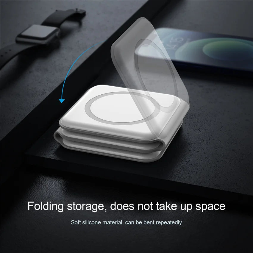 3-In-1 Foldable Magnetic Wireless Charger | Portable And Travel-Friendly | Compatible with Iphone 12-15 Series, Airpods 2/3/Pro