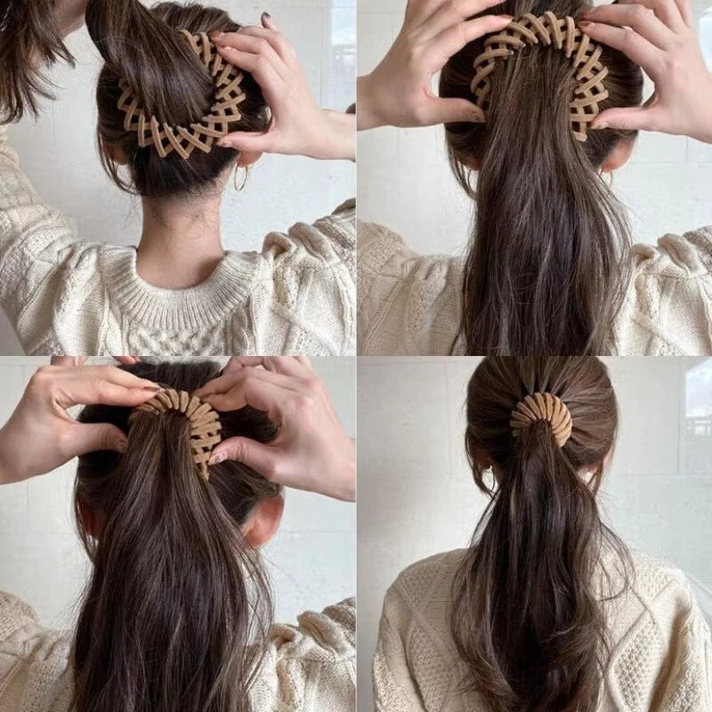 1pc Horse tail hair clips for women, bird's nest shaped hair clip, simple hairpin for girls, lazy braiding tool