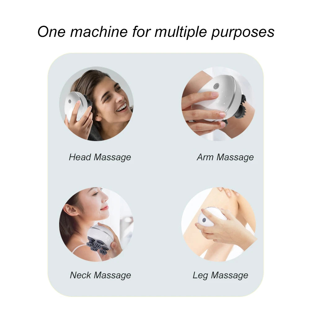 Scalp Massager with Red Light Therapy Vibrating & Kneading Silicone Design for Soothing Scalp and Relaxing Body-Health Care Tool