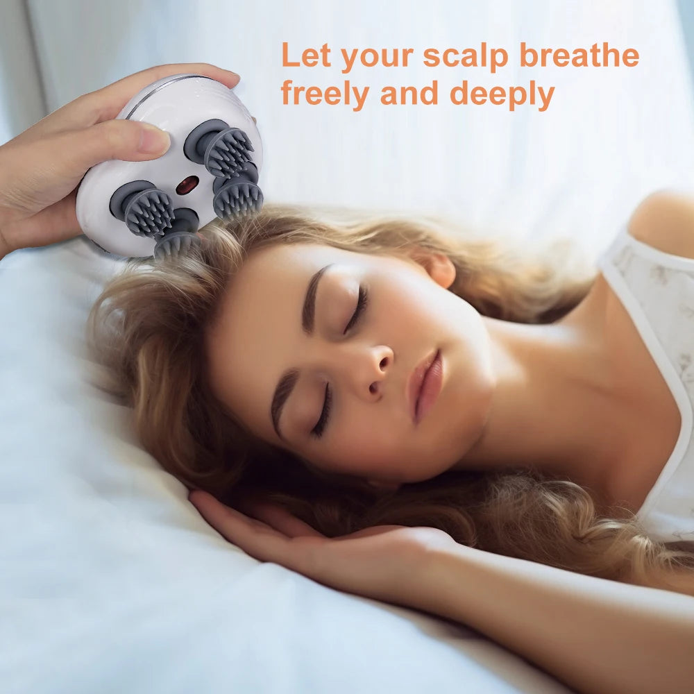 Scalp Massager with Red Light Therapy Vibrating & Kneading Silicone Design for Soothing Scalp and Relaxing Body-Health Care Tool