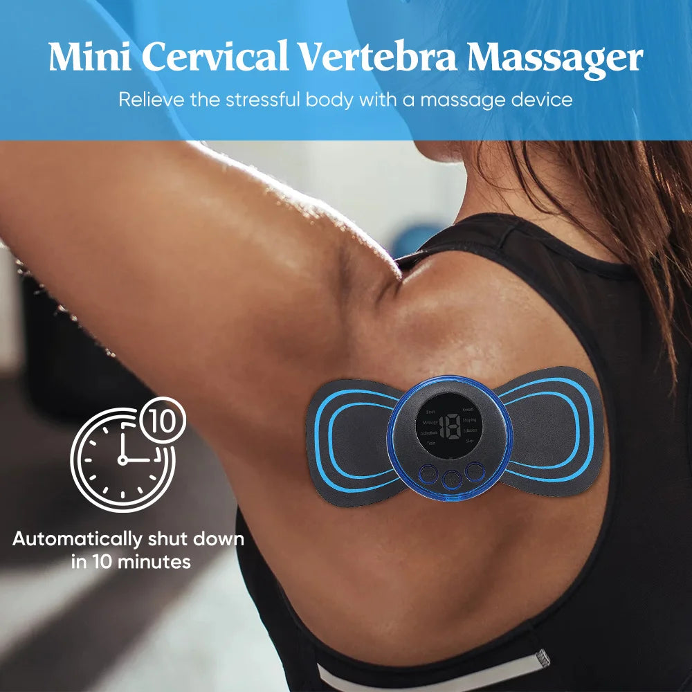 Electric Neck Massager EMS Muscle Massage Stimulator Low Frequency Instrument Back Cervical Calf Patches Pain Joints Mini Device