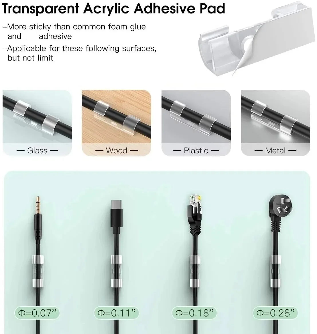Cable Clips Organizer Drop Wire Holder Cord Management Self-Adhesive Cable Manager Fixed Clamp Wire Winder For Home Office Car