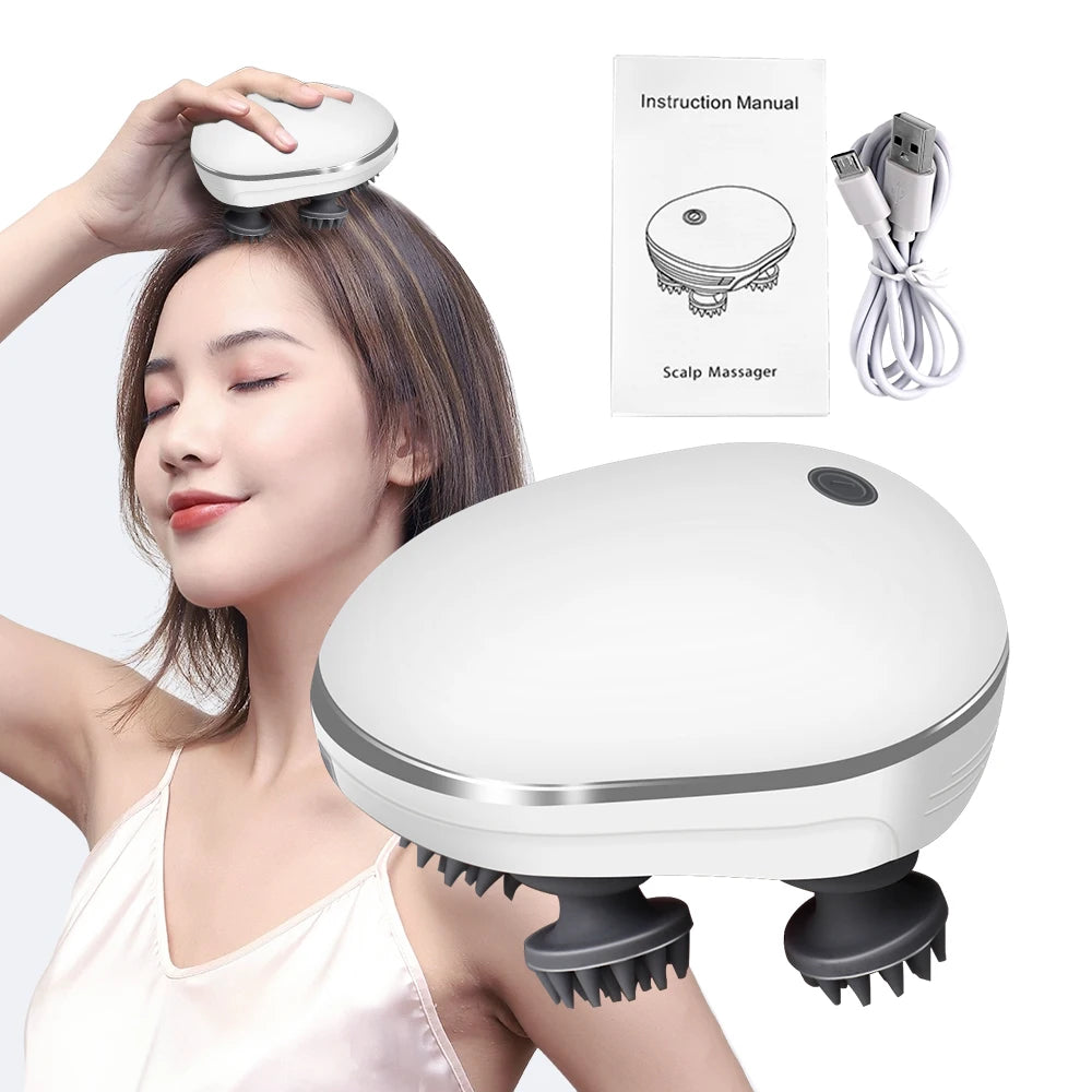 Scalp Massager with Red Light Therapy Vibrating & Kneading Silicone Design for Soothing Scalp and Relaxing Body-Health Care Tool