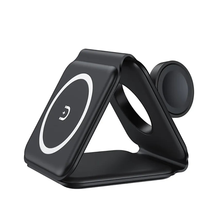 3-In-1 Foldable Magnetic Wireless Charger | Portable And Travel-Friendly | Compatible with Iphone 12-15 Series, Airpods 2/3/Pro