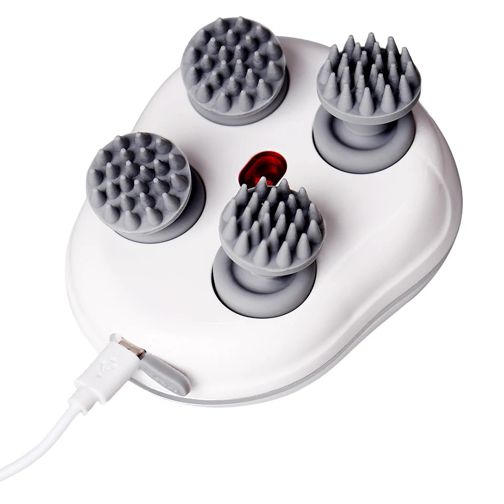 Scalp Massager with Red Light Therapy Vibrating & Kneading Silicone Design for Soothing Scalp and Relaxing Body-Health Care Tool