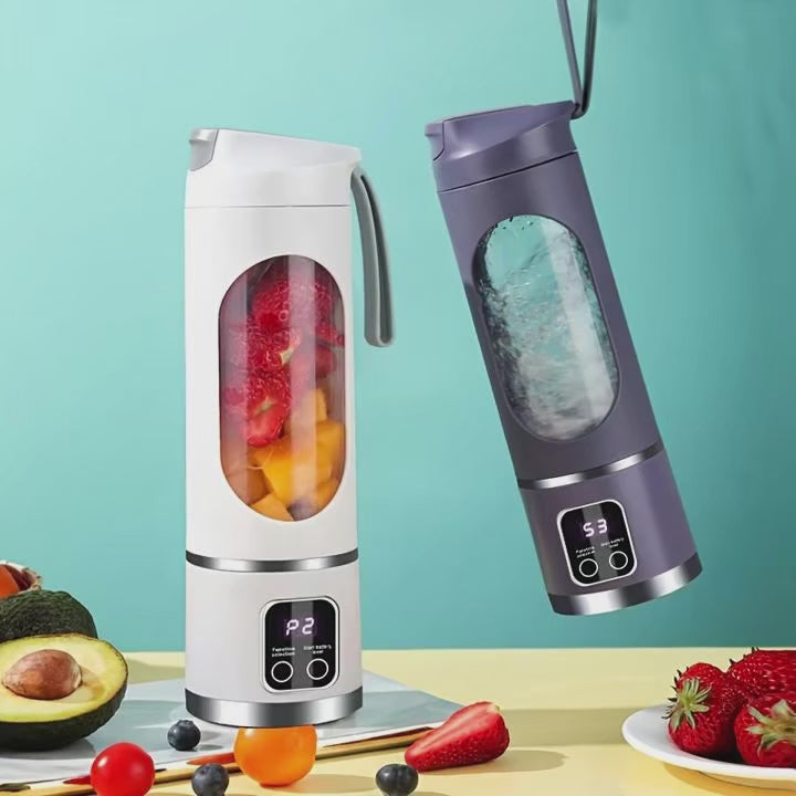 Portable USB Rechargeable Mini Blender & Juicer with Digital Display & 12-Blade System - Suitable for Travel, 3 Modes, USB- Oper